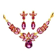 Parure femme Bijoux mariage ton or rhodié oxydes de zirconium pourpre