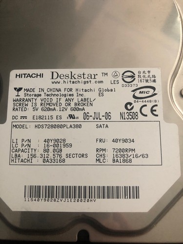 Hitachi deskstar 7k80 - deskstar, 80gb