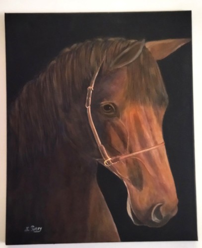 Brown horse painting acrylic - horse,