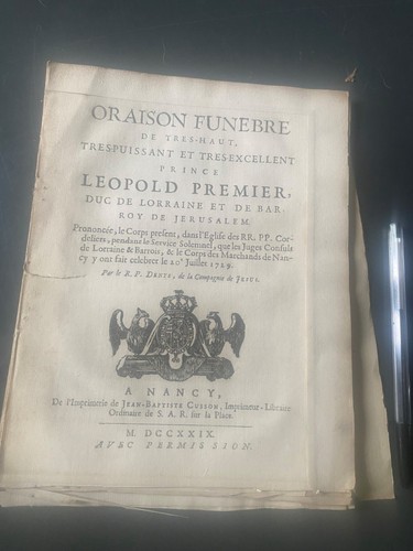 Oraison funèbre léopold - oraison, ier