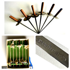 Vtg Set 6 Stainless Steel Japan BBQ Skewers Sword Mcm Epee Kebab 60s