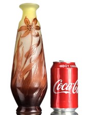 Emile Gallé Sublime Vase aux " Tulipes " Pâte de Verre Gravé Art Nouveau Daum