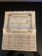 Ancienne Action De 100 Francs Le Moteur Laviator Aviation 1911 Avion