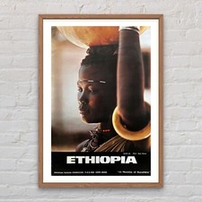 Affiche touristique éthiopienne vintage des années 1970 Gamo Girl Tribal Post...