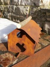 Mangeoire en rouille noble Sandra suspendue nichoir à oiseaux mangeoire à ois...