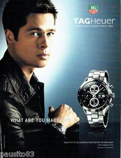 PUBLICITE ADVERTISING 046  2008  Tag Heuer montre Carrera Tachymètre Brad Pitt *