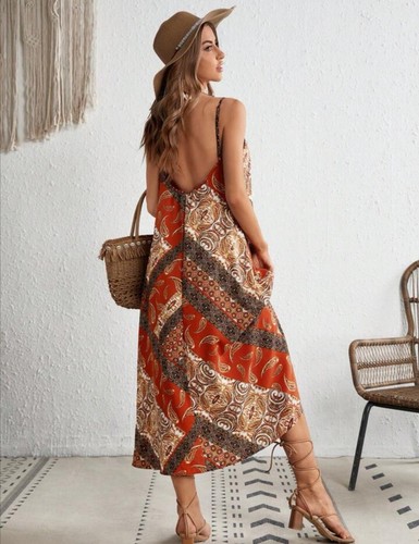 Robe longue dos - longue, decollete