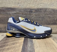 Nike Shox R4 White Blue Gold Athletic Running Sneakers Size 8.5 Men / 10 Women’s