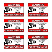 6 video surveillance warning sticker SIGN cctv decal caution security home alarm