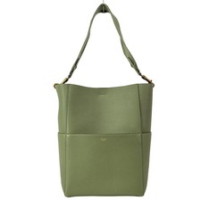 Auth CELINE Sangle Medium 189593AH4.15LK Light Khaki Soft grained calfskin -