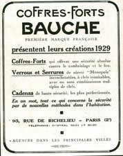 Antique Bauche Safes 1929 Magazine Issue Advertising