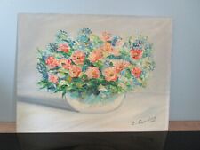 "Antique Oil Board s/Signed Flower Bouquet Panel"""