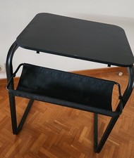 Petite table d'appoint multifonction noire tres pratique avec porte journaux 