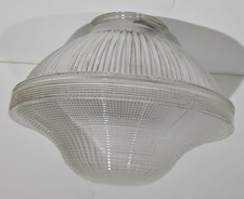 Vintage Holophane 10" Industrial Light Pendant Glass Shade Original Clips 1940s