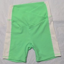 Wilo The Label Green White Ribbed Crossover Waist Biker Shorts NWOT Size Medium