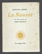 Jean-Paul Sartre  La Nausée   1951  nrf/ Le Rayon d' Or  Gouache M. Prassinos BE