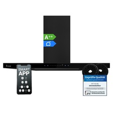 Hotte aspirante cuisine 90cm Hotte Murale acier inoxydable verre noir WiFi