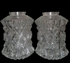 2 Art Deco Pressed Glass Tulip Wall Lamp Globe Covers