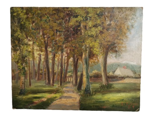 Ancien tableau huile - tableau, ,