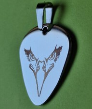 Médiator Pendentif Plectre Pick guitare -Métal chromé Tête aigle CUSTOM au choix