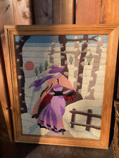 Tapisserie en laine, encadrement en bois , " Frimas" par J.M Jouillat, 1970