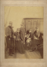 Marine Officers and Admirals Photo on Pontoon of a Boat 1880 Albumin