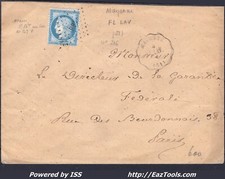 FRANCE N°60A SUR LETTRE AVEC CONVOYEUR DE STATION MAYENNE LIGNE 216 FL.LAV