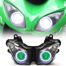 Green Devil White Angel Eyes Headlight Assembly For Kawasaki Ninja ZX6R 2009-12