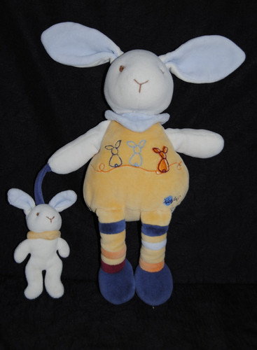 Doudou lapin jaune bleu - 🍀doudou,