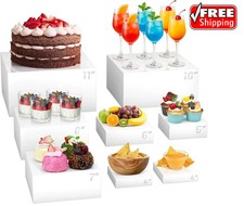 8 Pcs Buffet Food Risers,11*11" Large Acrylic Dessert Cupcake Table Stands White
