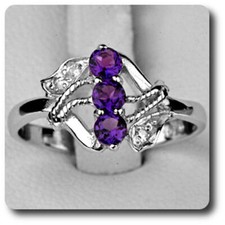 Ring Amethyst & Diamond Silver