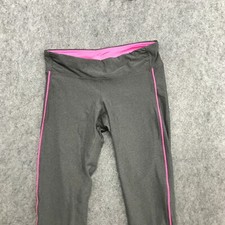 Champion Active Pants Womens Size Large Gray Pull On Stretch Pink Accent Trim
