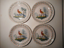 Set of 4 plates faience center France hoist bird decor trendy 