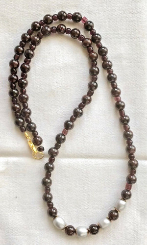 Collier fin perles grenat - 🌟collier,