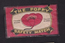 Antique Tag Belgium Matches BN113351 The Poppy Flower 