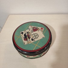 RARE ANCIENNE BOITE EN TOLE LITHO VICHY CHATEAU ROBERT BONBON jeu de cartes as