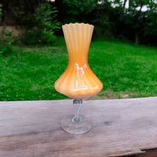 Vase italien vintage en opaline opalescente sur pied de Florence, années 1950