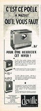 PUBLICITE ADVERTISING 124 1960  DEVILLE   poele à mazout