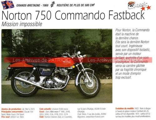 Norton 750 commando fastback - commando,