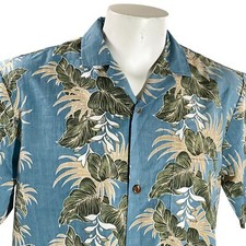 Royal Creations Chemise Hawaïenne Large Floral Tropical Feuilles Bleu-Gris