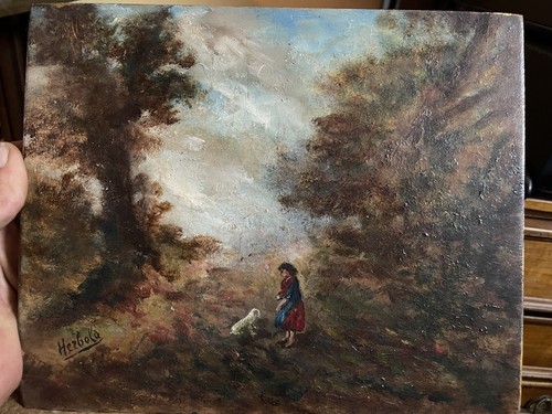 Huile sur panneau scene - huile,