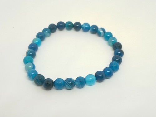 Bracelet perles agate bleue - perles, d'agate