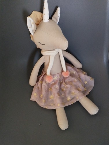 Peluche doudou licorne beige - licorne,