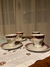 Lot tasses et sous-tasses Guy en porcelaine XIXème – décor Japonais irisé