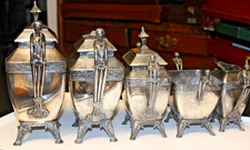 Antique Meridian Britannia 5 Pcs Coffee &Tea Set Victorian Figural Late 1898