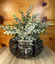 Vintage Metal Plasma Cut Fruit 7.5 Inch Bowl Planter Table Top Home Decor