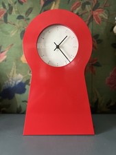 IKEA 1999 Red Keyhole Clock Shelf Metal Vintage Contemporary MCM 90’s Retro Y2K
