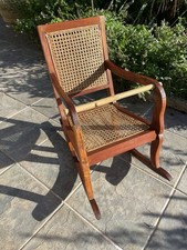 Ancien rocking-chair enfants bois et cannage 