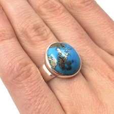 vintage seal ring turquoise 925 silver jewelry 17.8mm / 56 silver ring turquoise