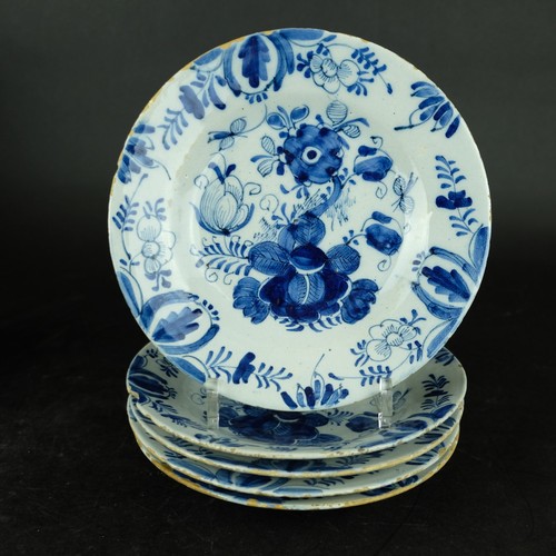 Lot cinq assiettes bleues - de,